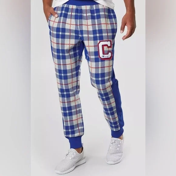Champion Pants Champion Reverse Weave Gray Plaid Sweatpants